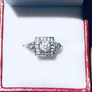 Elegant White Halo Ring with Sparkling Center Stone